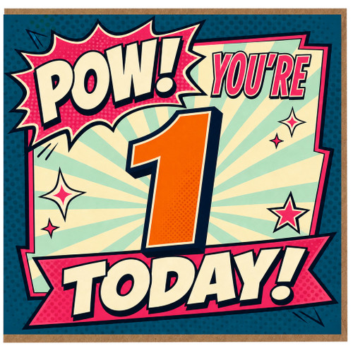 1st Birthday Card, You're 1 Today Comic Book Style Card