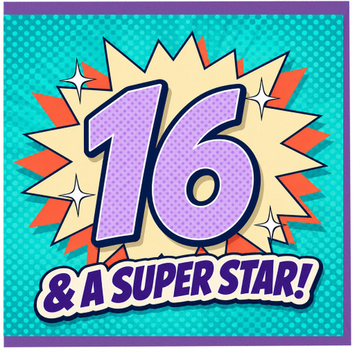 16th Birthday Card, - & A Superstar Comic Style Design