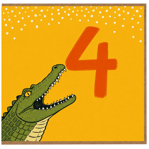 4th Birthday Card, Cute Crocodile Birthday Card