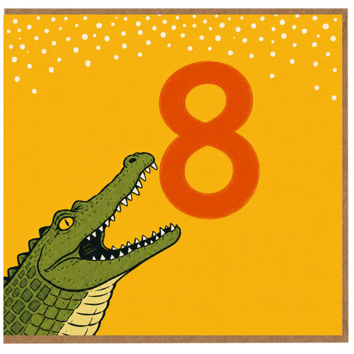 8th Birthday Card, Crocodile and Alligator Design