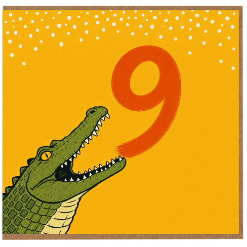 9th Birthday Card, Funny Crocodile Number 9 Card