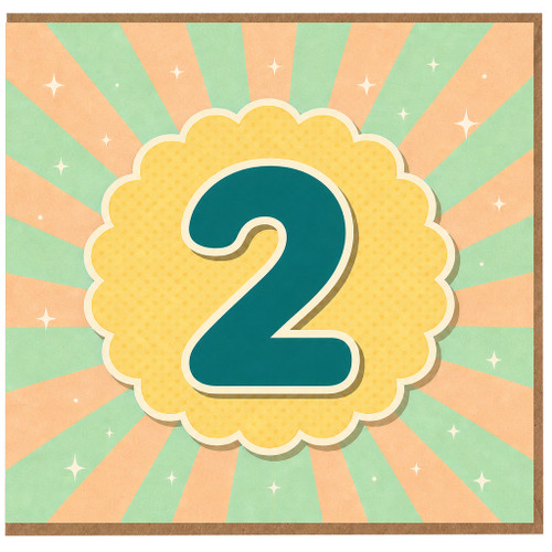2nd Birthday Card, Retro Number 2 Birthday Card