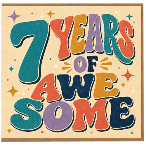 7th Birthday Card, 7 Years of Awesome Birthday Card