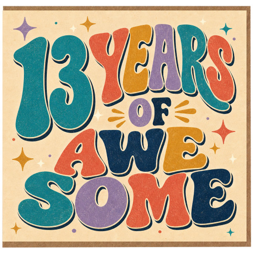 13th Birthday Card, 13 Years of Awesome Retro Style Card