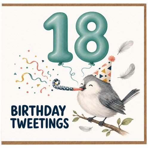 18th Birthday Card, Birthday Tweetings Bird Party Card