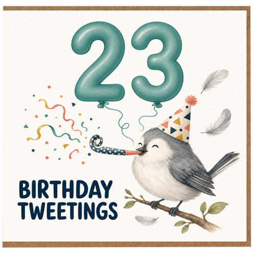 23rd Birthday Card, Birthday Tweetings Bird Greeting Card