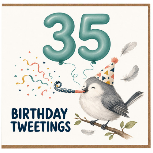 35th Birthday Card, Birthday Tweetings Bird Card