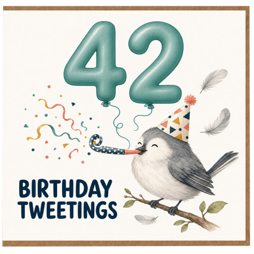 42nd Birthday Card, Birthday Tweetings Bird Party Card