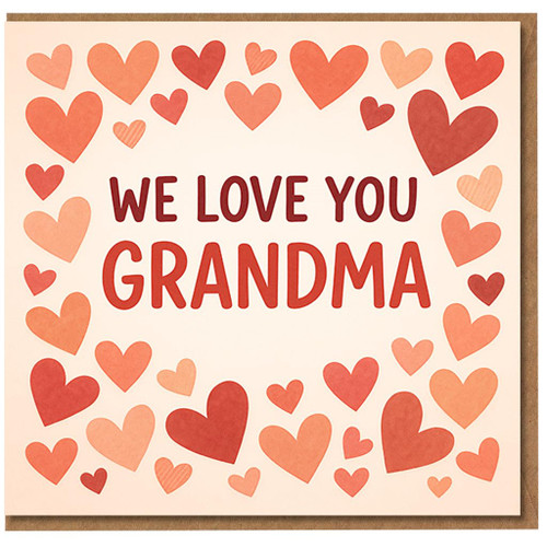 We Love You Grandma Card - Heart Pattern Grandmother Card from Grandkids, Sweet Love/Appreciation, Mother's Day, Birthday or Any Occasion