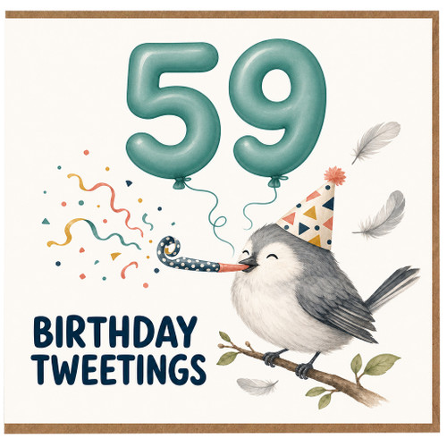 59th Birthday Card, Birthday Tweetings Bird Party Card