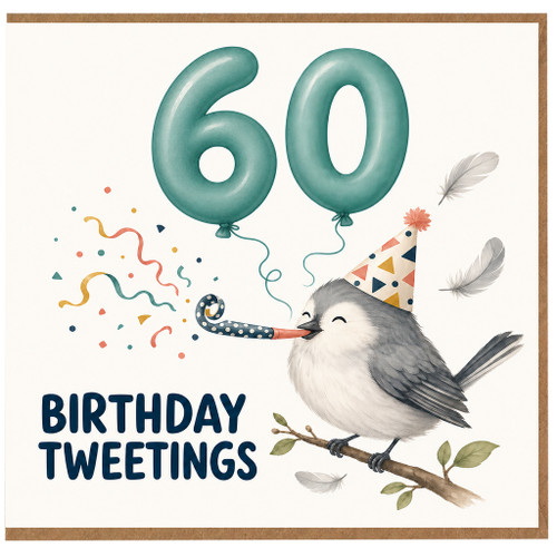 60th Birthday Card, Birthday Tweetings Bird Party Card