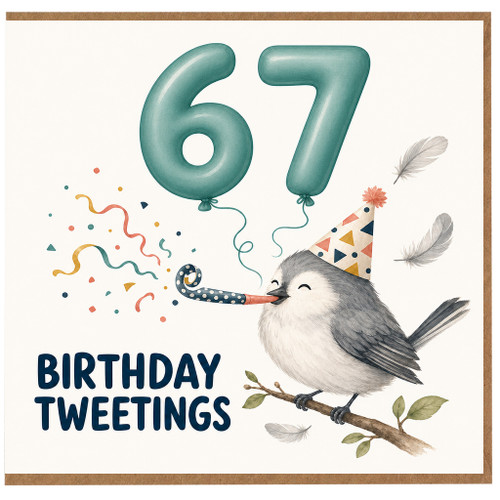 67th Birthday Card, Birthday Tweetings Bird Party Card