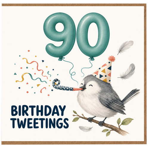 90th Birthday Card, Birthday Tweetings Bird Card
