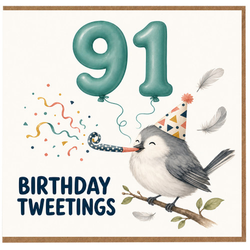 91st Birthday Card, Birthday Tweetings Bird Party Card