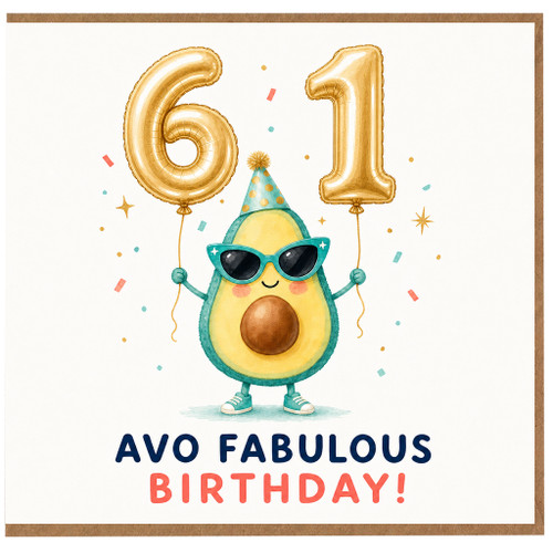 61st Birthday Card, Avo Fabulous Birthday Card
