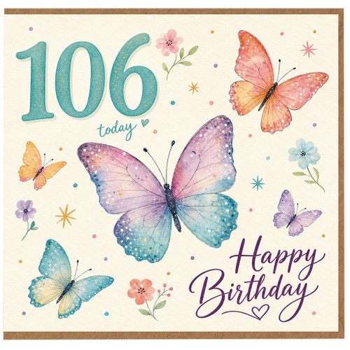 106th Birthday Card, Butterfly Birthday Card