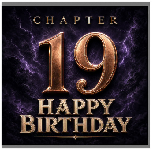 19th Birthday Card, Dark Purple Lightning Birthday Card for 19 Year Old