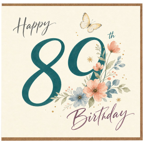 89th Birthday Card, Happy 80th Birthday Floral Card