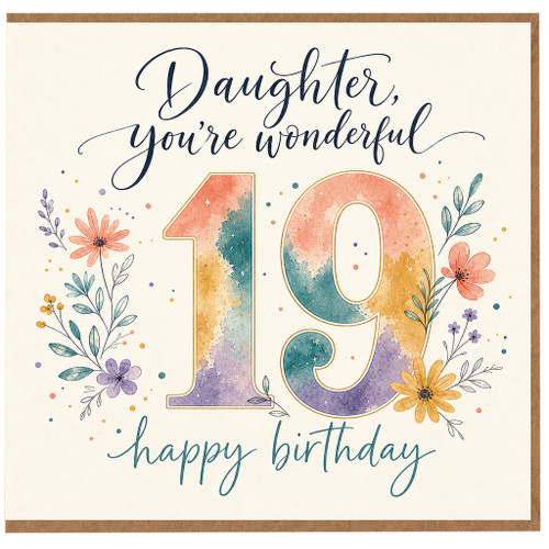 19th Birthday Card, You're Wonderful Happy Birthday Card