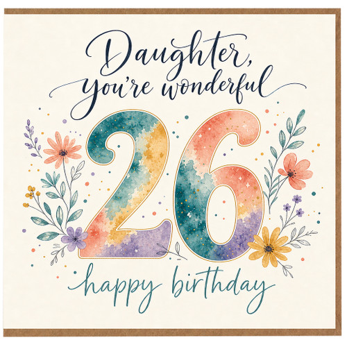 26th Birthday Card, You're Wonderful Happy Birthday