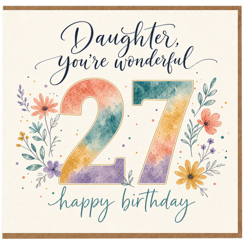 27th Birthday Card, You're Wonderful Happy Birthday Card