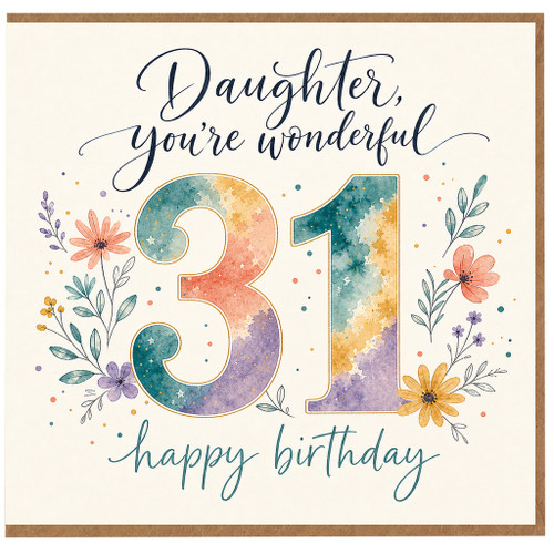 31st Birthday Card, Wonderful na Happy Birthday Floral Card