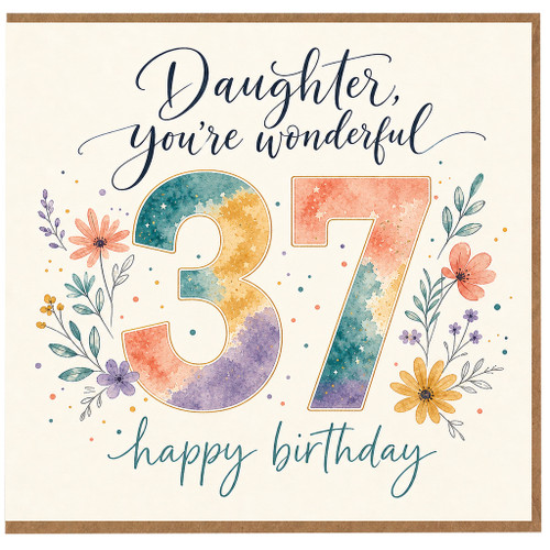 37th Birthday Card, na You're Wonderful Happy Birthday Floral Card