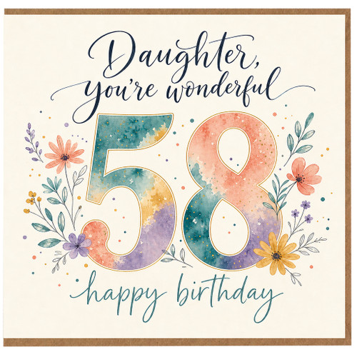 58th Birthday Card, Wonderful na Floral Birthday Card