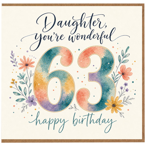 63rd Birthday Card, You're Wonderful Happy Birthday Card