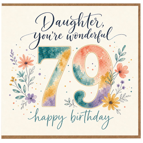 79th Birthday Card, Happy Birthday Floral Watercolour Card