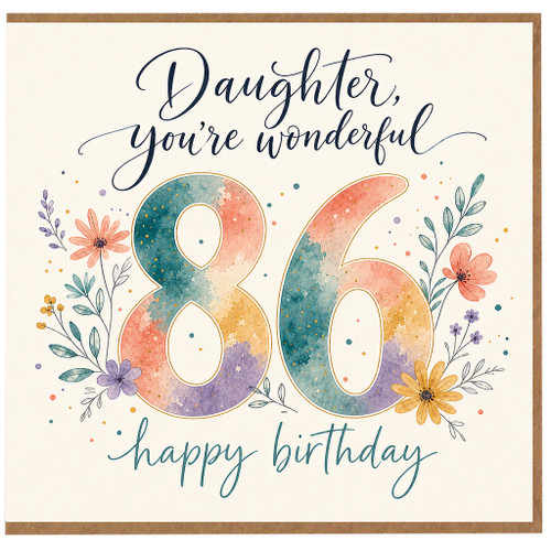 86th Birthday Card, Wonderful na Floral Happy Birthday Card
