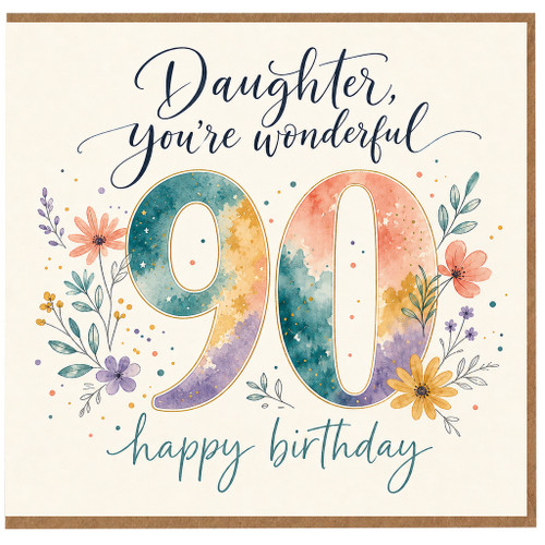 90th Birthday Card, You're Wonderful Happy Birthday Card