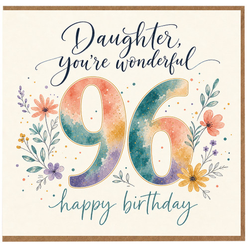 96th Birthday Card, You're Wonderful Happy Birthday Card