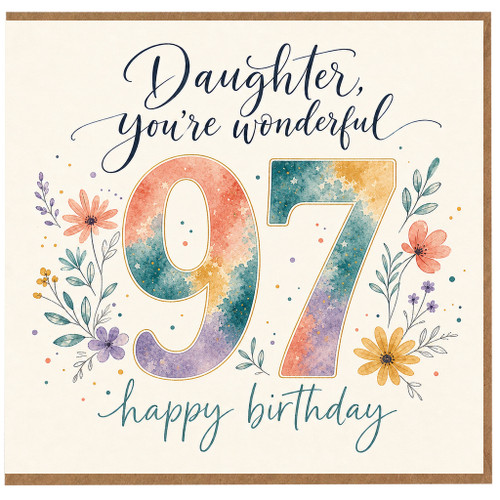 97th Birthday Card, You're Wonderful Floral Birthday Card