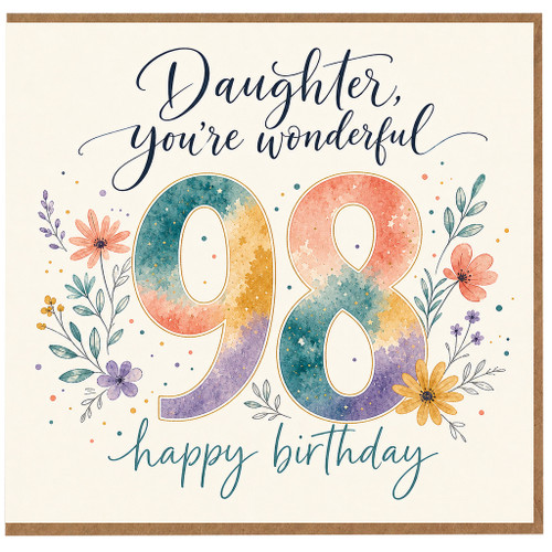 98th Birthday Card, You're Wonderful Happy Birthday Card