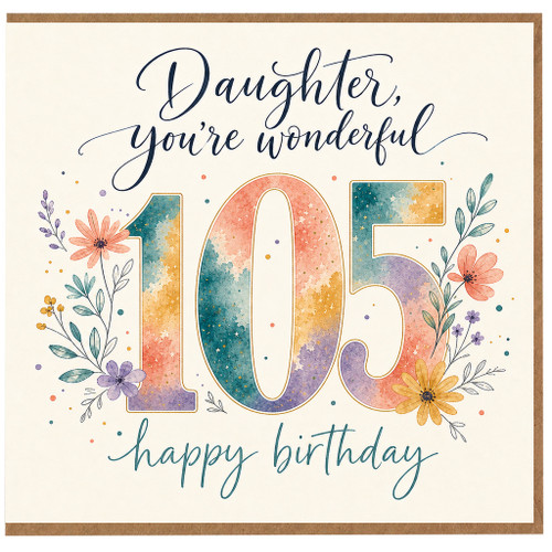 105th Birthday Card, Floral Happy Birthday Card
