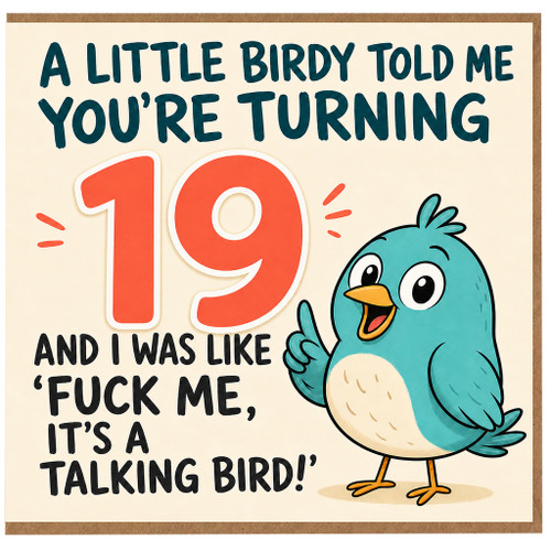19th Birthday Card, Funny Bird Pun Card