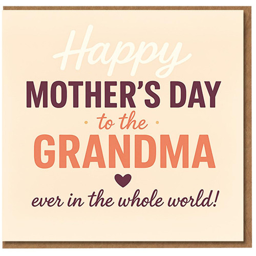 Happy Mother's Day to the Grandma Ever in the Whole World Card - Sweet Typography and Heart - Mothering Sunday Card for Grandma/Nan