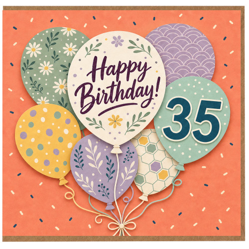35th Birthday Card, Happy Birthday Balloon Design