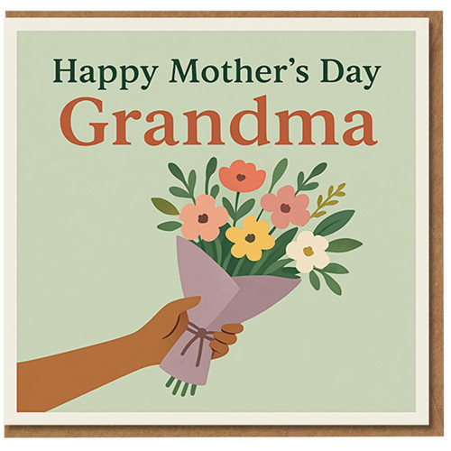Happy Mother's Day Grandma Card - Floral Bouquet Illustration - Grandmother Mother’s Day Greeting Card