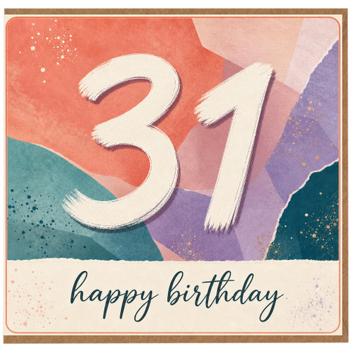 31st Birthday Card, Happy Birthday Pastel Abstract Design