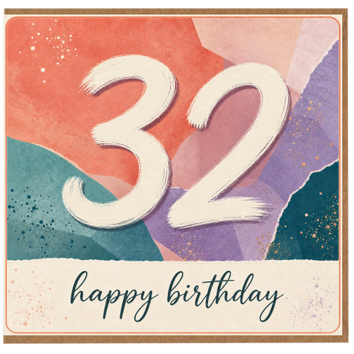 32nd Birthday Card, Happy 32nd Birthday Greeting Card