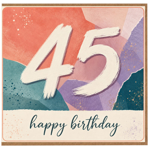 45th Birthday Card, Happy Birthday Card with Large Number 45