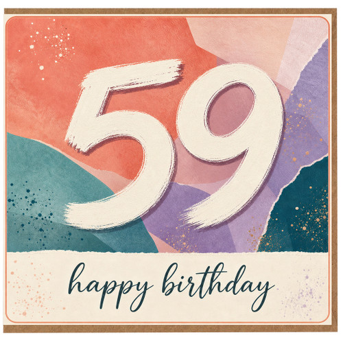 59th Birthday Card, Colourful Abstract Happy Birthday Card
