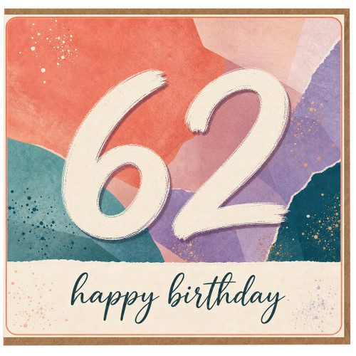 62nd Birthday Card, Happy Birthday 62 Card