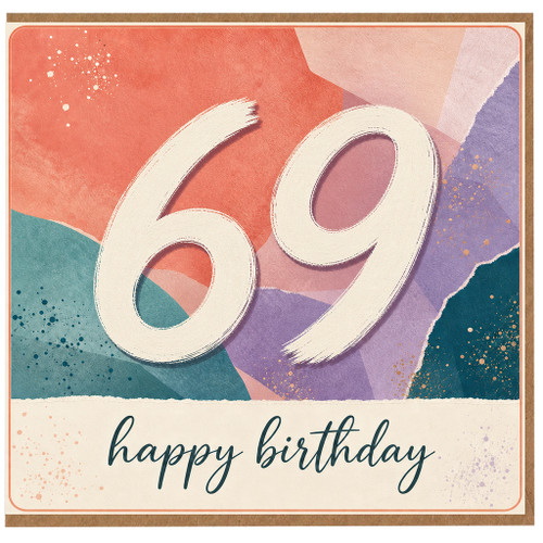 69th Birthday Card, Colourful Abstract Happy Birthday Card