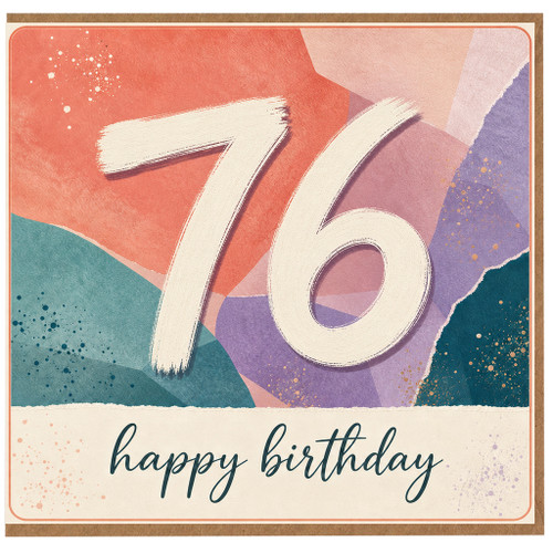 76th Birthday Card, Colourful Abstract Happy Birthday Card
