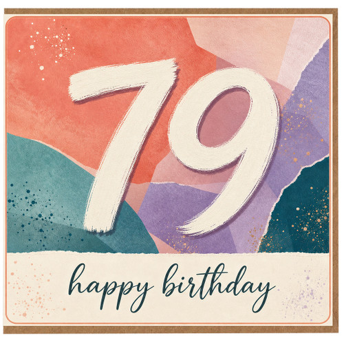 79th Birthday Card, Colourful Abstract Happy Birthday Card