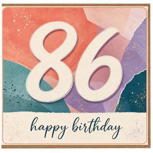86th Birthday Card, Colourful Abstract Happy Birthday Card