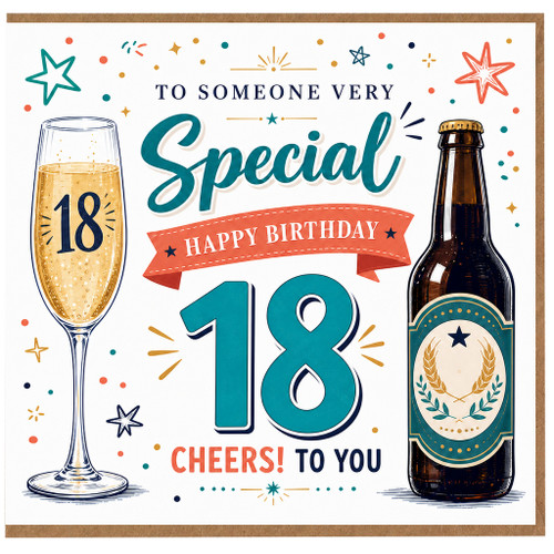 18th Birthday Card, Special Happy Birthday Cheers Card